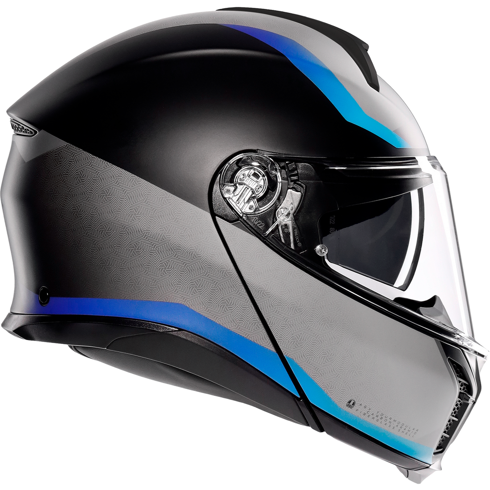 AGV Tourmodular Stray Motorcycle Helmet - Matt Black / Grey / Blue - DOT & ECE Certified for Street Riding & Commuting