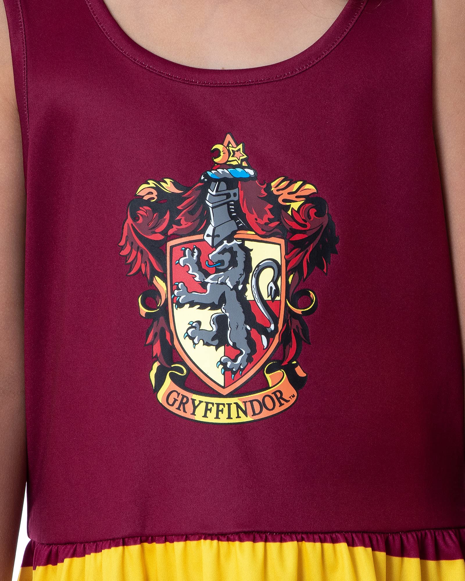 Harry Potter Pajama Nightgown for Women - All Houses Crest Logo & Stripe Accent - Comfortable Sleepwear for Potterheads, Cosplay & Movie Nights