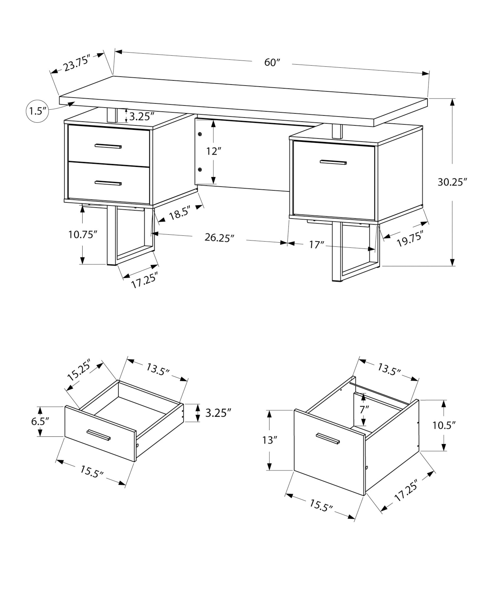 60L Office Series Espresso Silver Metal Storage Cabinet - Perfect for Home Office, Living Room, and Dorm Organization