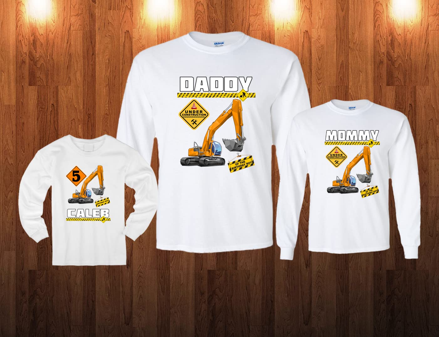 Custom Excavator Birthday Shirt for Kids & Adults - Personalized Construction Theme Family Matching T-Shirts for Boys, Girls & Parents | Perfect for Construction Birthday Parties & Family Events
