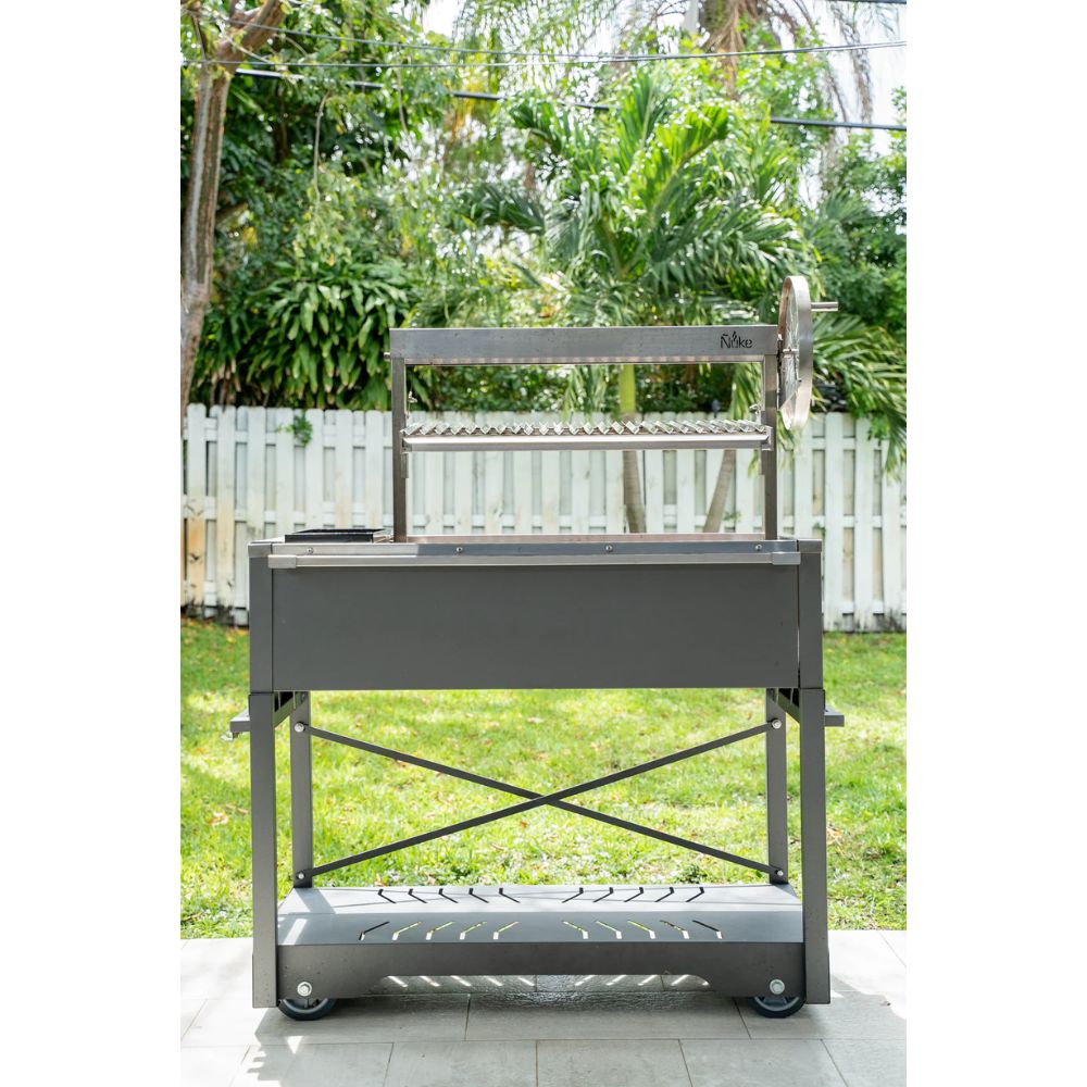 Premium Argentine Santa Maria Style Charcoal Grill - Nuke Puma Freestanding BBQ for Outdoor Cooking, Backyard Grilling & Camping - Heavy Duty Steel Construction
