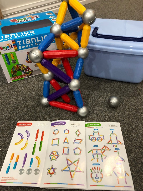 Smart Builders Magnetic Rods and Balls - STEM Educational Construction Toy for Kids, 3D Building Set with Strong Magnets - Perfect for Classroom, Home Learning & Creative Play