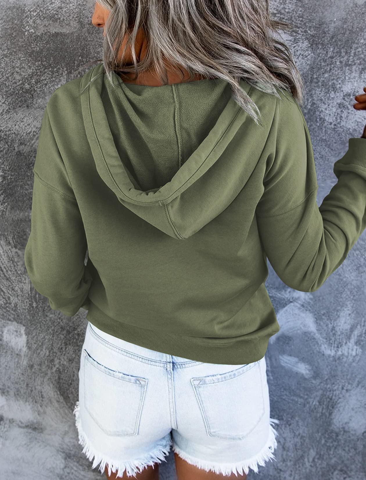 Vivitulip Women's Casual Button Down Long Sleeve Pullover Hoodie with Pocket - Soft Fleece Sweatshirt for Everyday Wear, Lounge & Outdoor Activities
