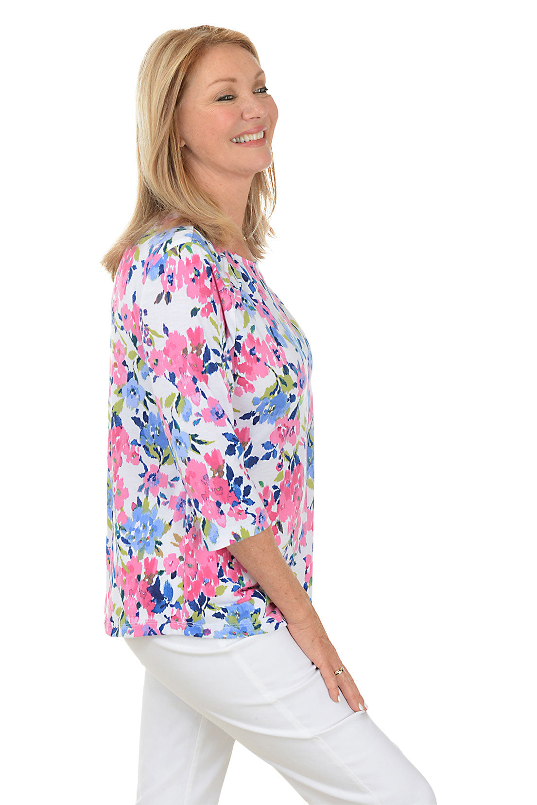 Flamenco Floral Pleated Shoulder Top for Women - Elegant Summer Blouse with Ruffles - Perfect for Parties, Vacations & Date Nights