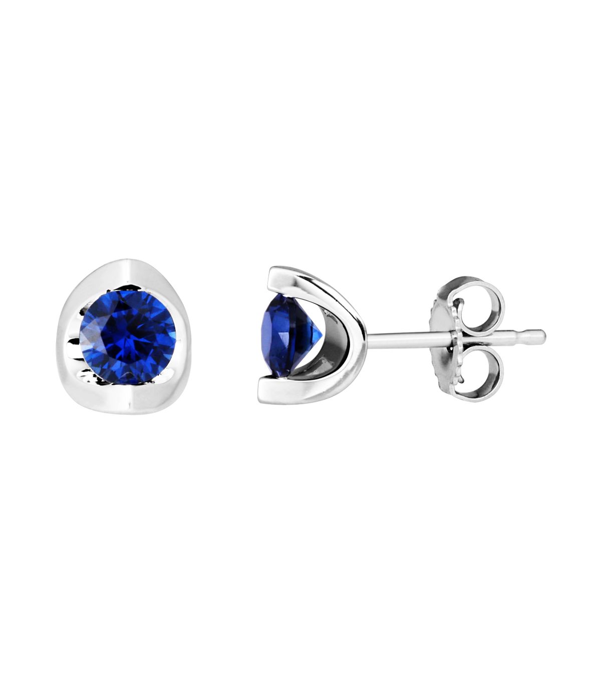 14K Gold Sapphire Stud Earrings for Women - Elegant Blue Gemstone Earrings for Daily Wear & Special Occasions