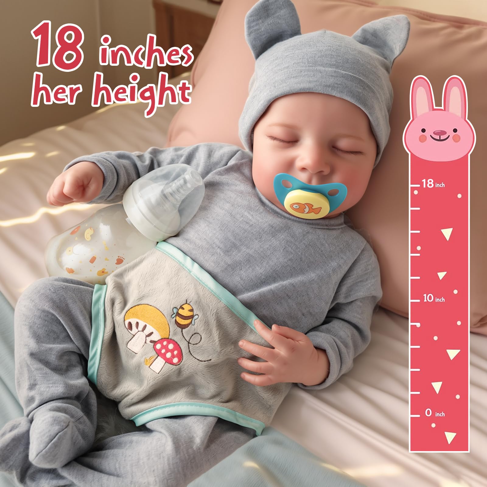JIZHI 17 Inch Lifelike Reborn Baby Doll - Realistic Newborn Baby Boy Doll with Poseable Vinyl Body & Feeding Kit | Perfect Gift for Kids 3+ | Great for Role Play, Parenting Practice & Collectors