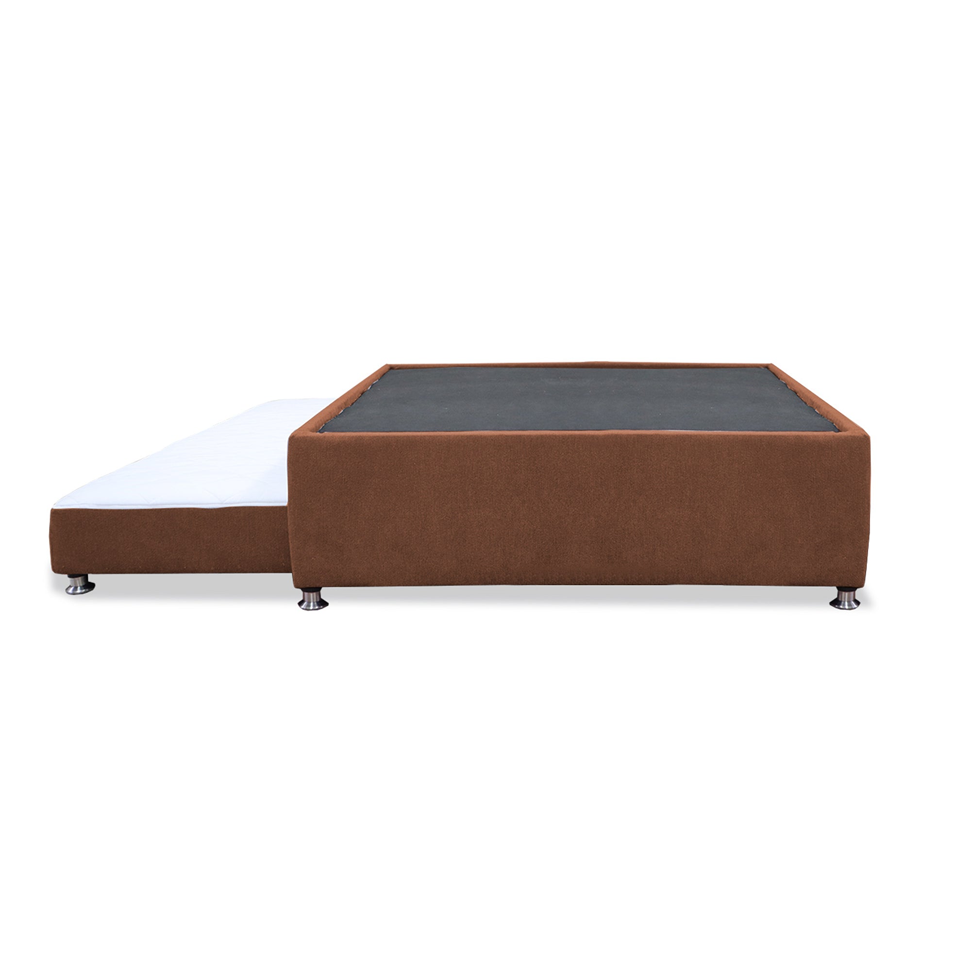 Brown Simple Platform Bed Frame 100 X 190 cm with Legs - Modern Minimalist Wooden Bed Base for Bedroom, Guest Room, or Dorm