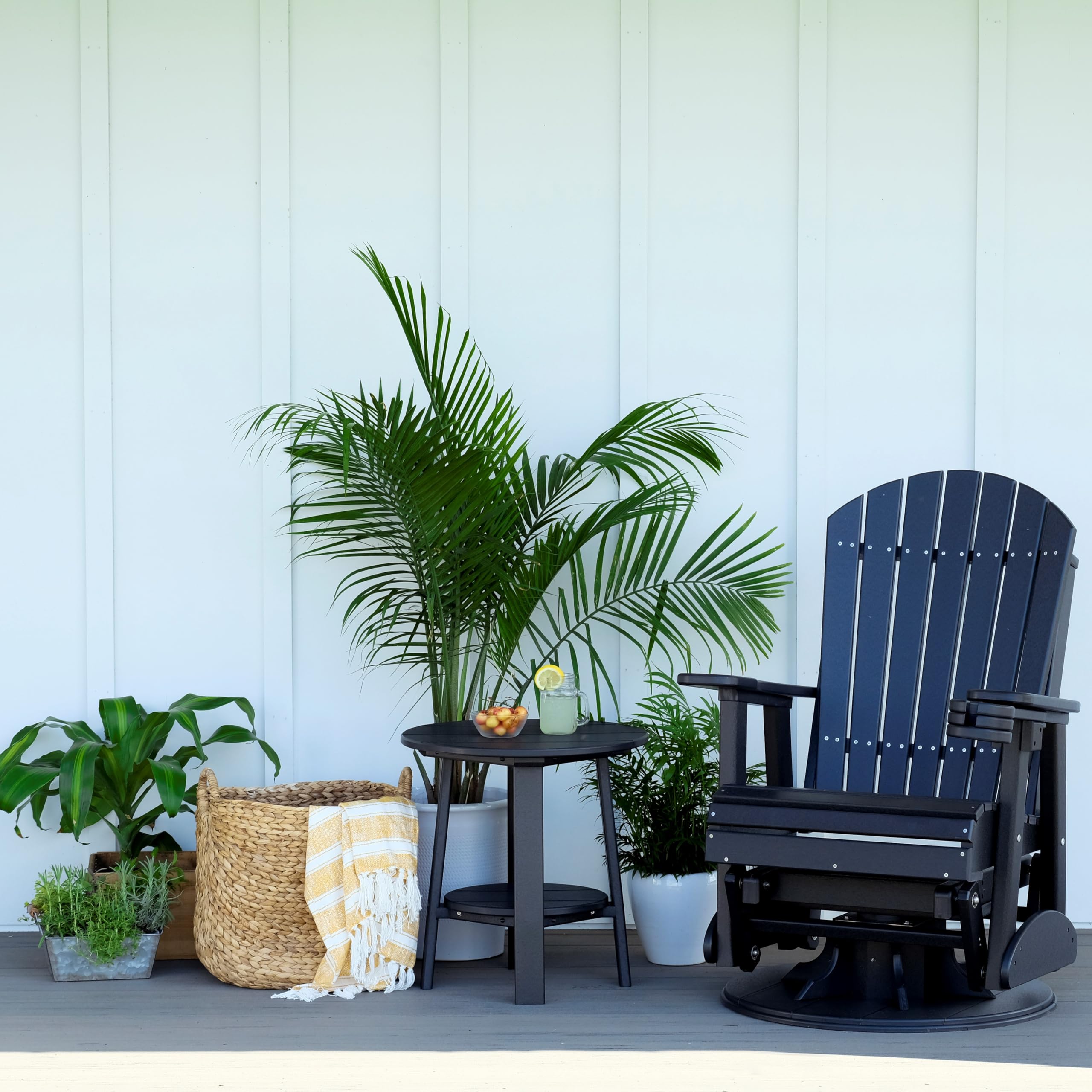 Premium Black Poly Lumber Deluxe End Table - Outdoor & Indoor Patio Furniture - Perfect for Poolside, Garden, Deck & Living Room Decor