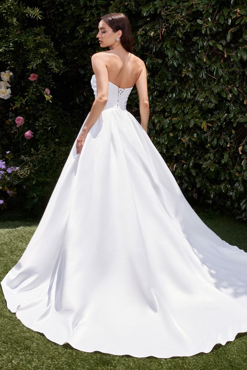 Ladivine CDS512W Strapless Luxe Satin Wedding Dress - Elegant Bridal Gown for Beach Weddings & Formal Ceremonies