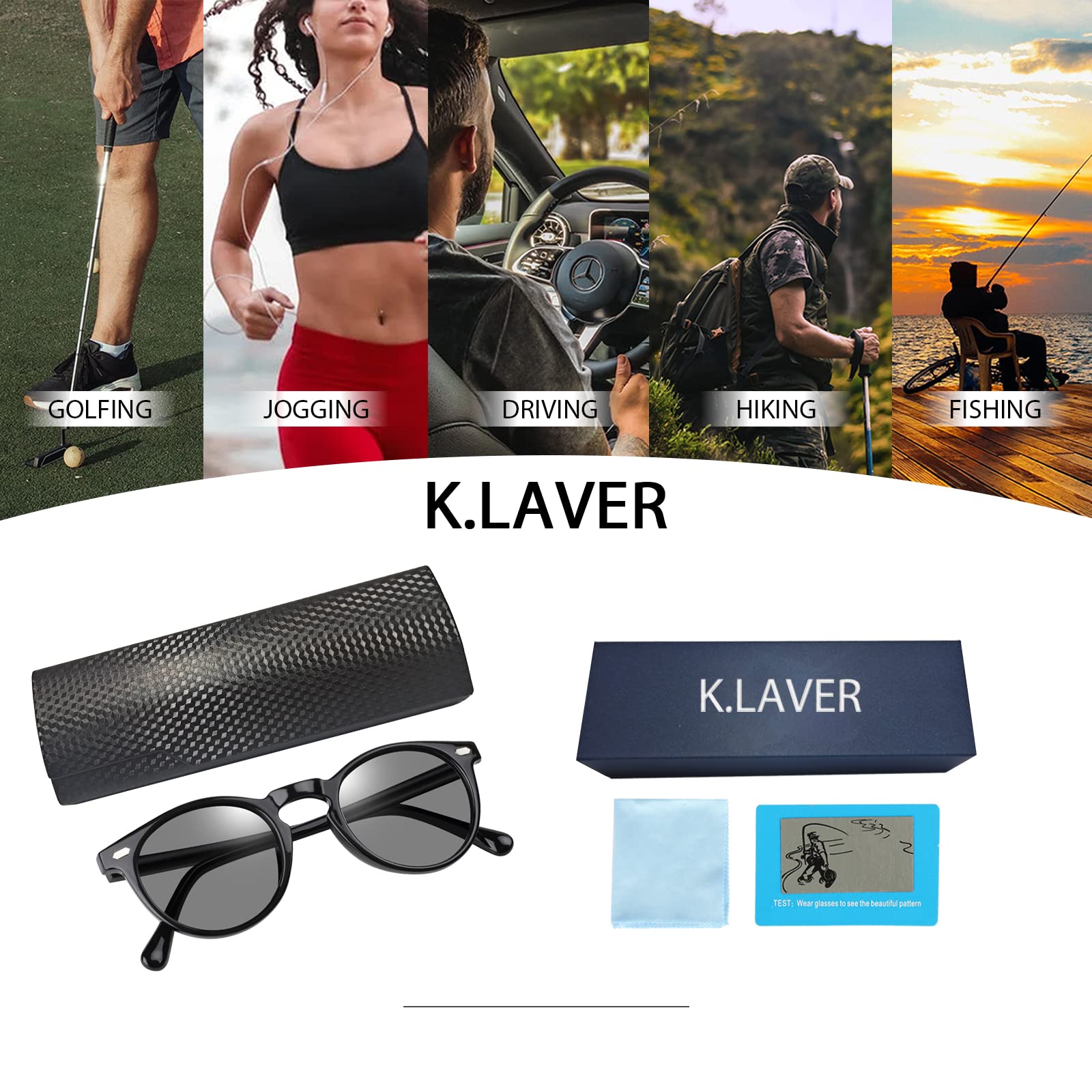 Photochromic Polarized Sunglasses for Men & Women - UV Protection Round Clear Lens Driving Glasses - Anti Glare Eyewear for Outdoor Sports, Cycling & Daily Wear