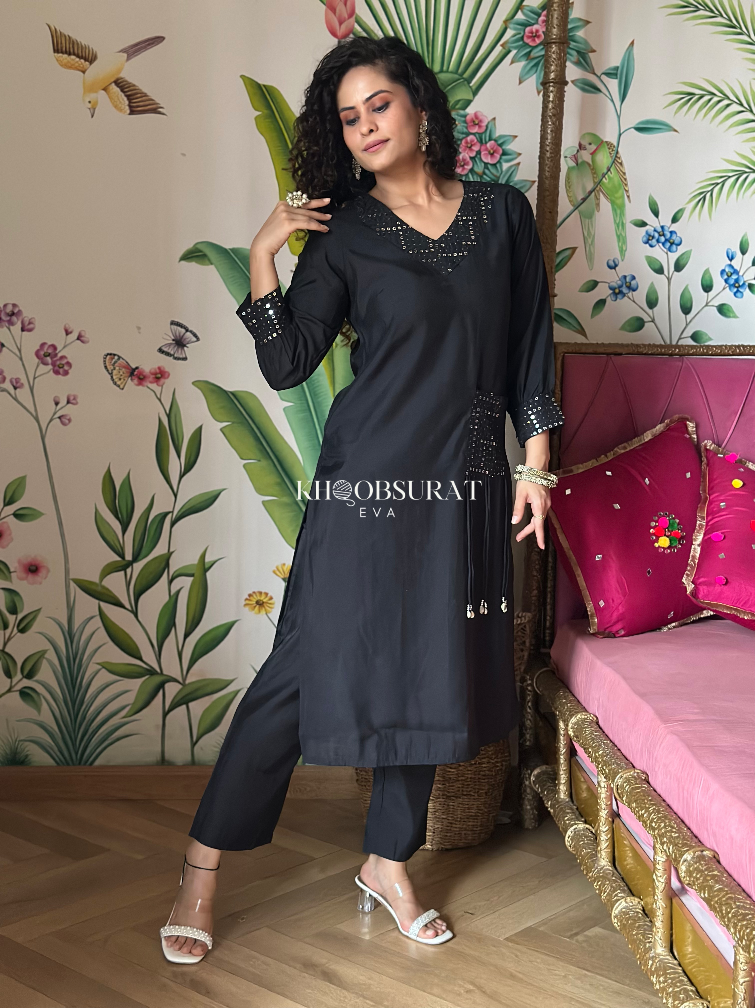Stylish Indian Designer Black Kurta Set for Men & Women | Traditional Ethnic Wear for Weddings, Festivals & Special Occasions