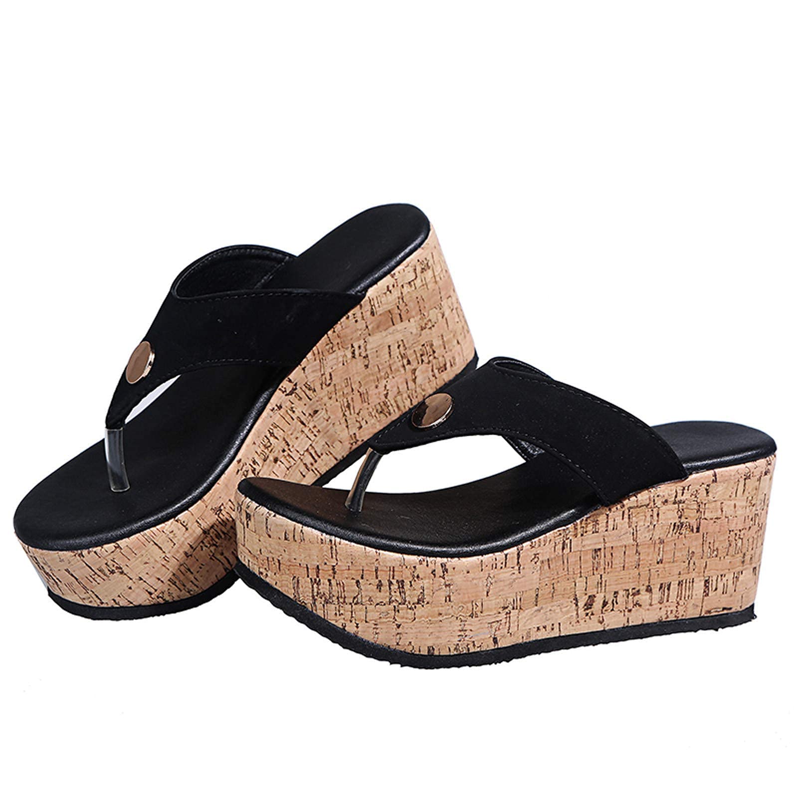 ZBYY Women's Cork Wedge Sandals - Slip On Platform Mules with Comfortable Sole for Summer - Perfect for Beach, Pool, and Casual Outings