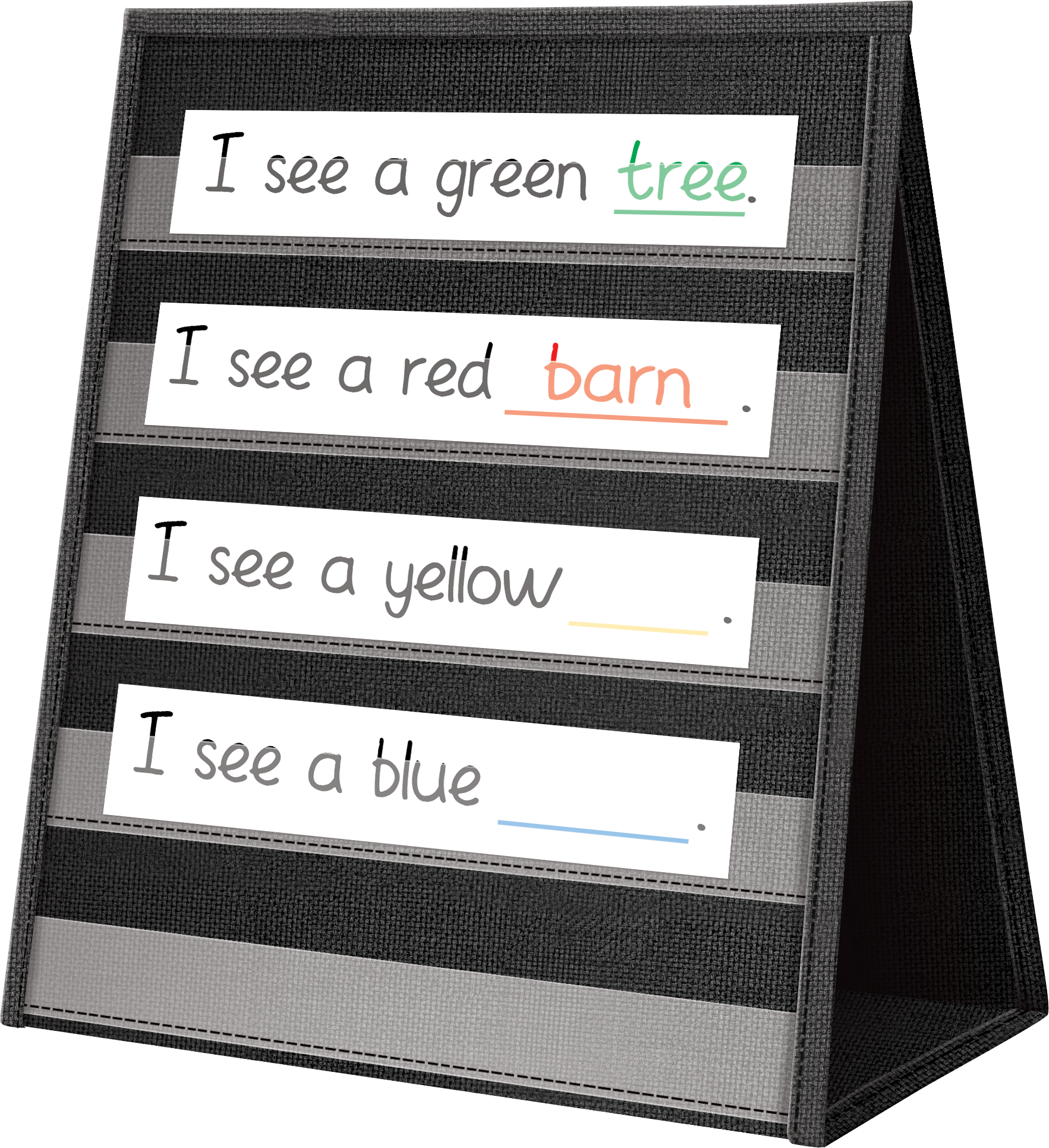 Black Desktop Pocket Chart Organizer - Perfect for Classroom, Office & Home Organization | 6-Pocket Wall Chart for Notes, Cards & Supplies