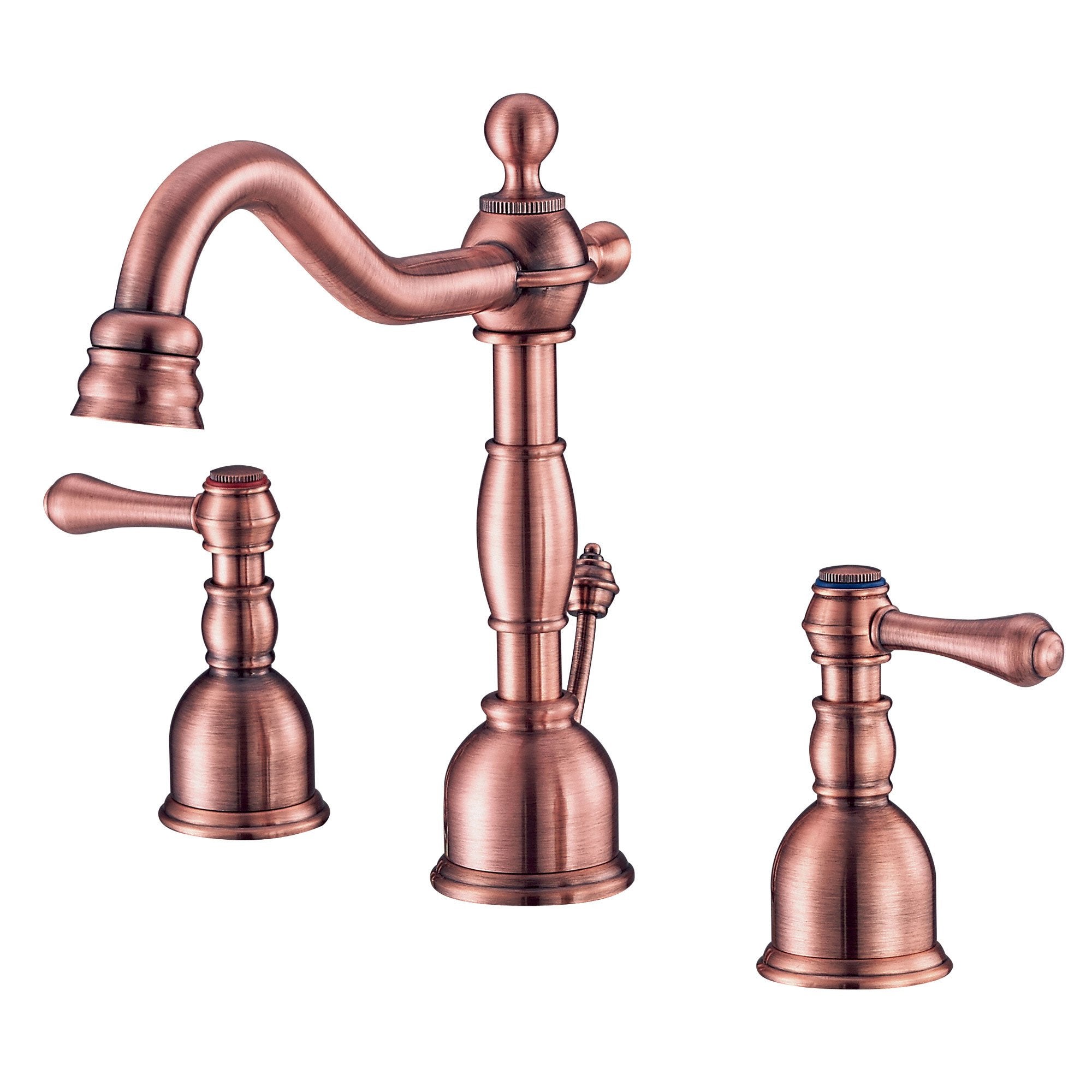 Danze Opulence Antique Copper Mini Widespread Bathroom Faucet - Traditional Style Sink Faucet for Bathroom Vanity, Powder Room & Guest Bath Decor