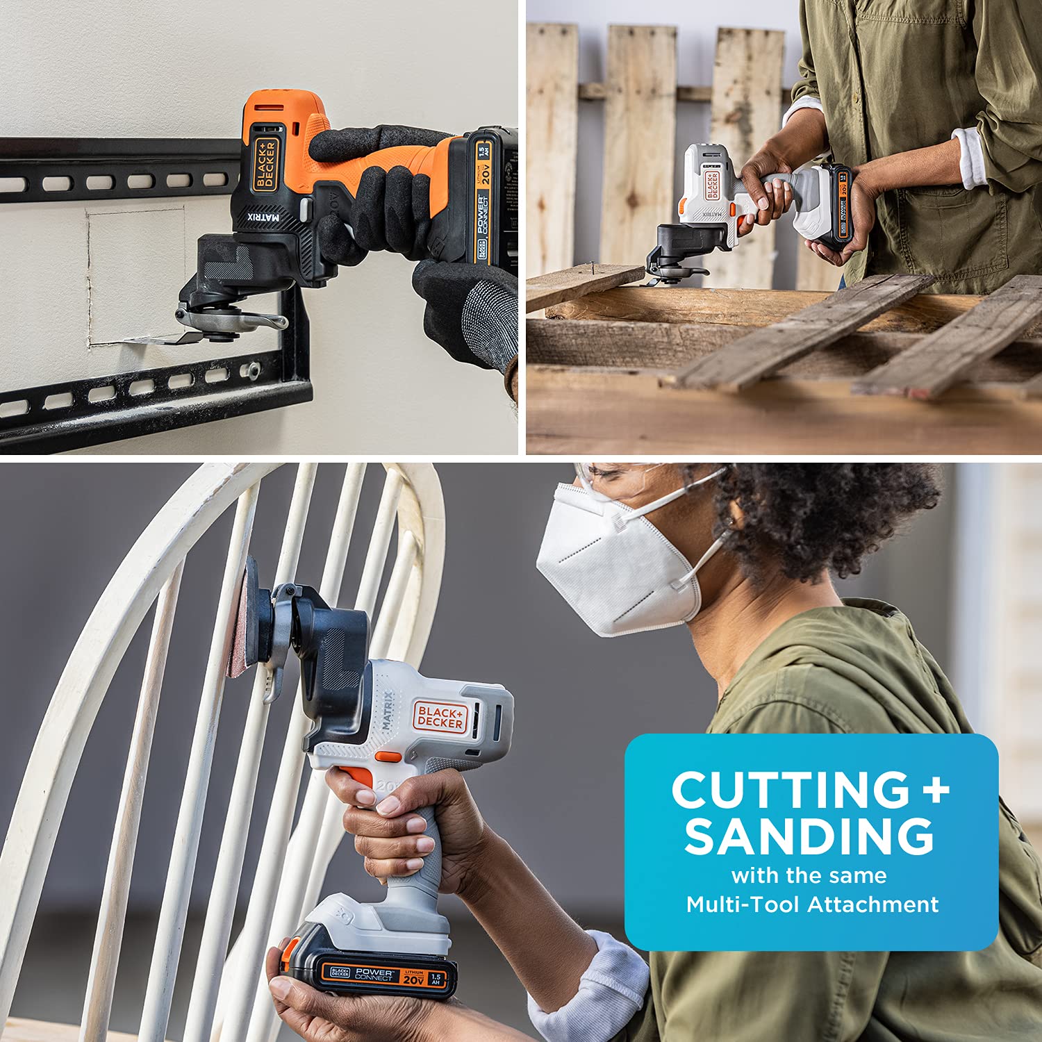 BLACK+DECKER Matrix Sander Attachment & Oscillating Tool Kit (BDCMTS & BDCMTO) - Perfect for Woodworking, DIY Projects, and Home Renovations