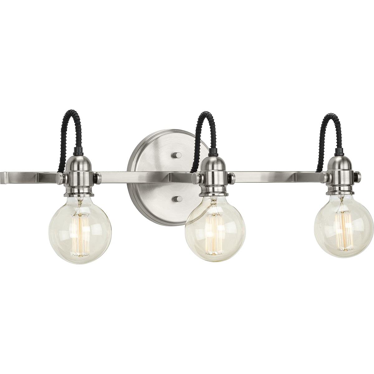 Progress Lighting Axle Collection 3-Light Brushed Nickel Vintage Bathroom Vanity Light Fixture - Perfect for Bathroom, Powder Room, and Dressing Area Lighting