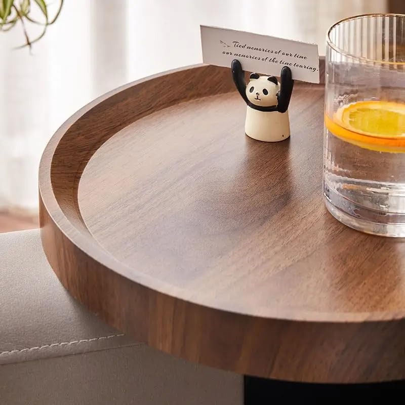 Natural Bamboo Clip-On Sofa Tray - End Table with Armrest Holder for TV Snacks, Coffee & Remote Control | Multi-Functional Side Table for Living Room, Bedroom & Office Use