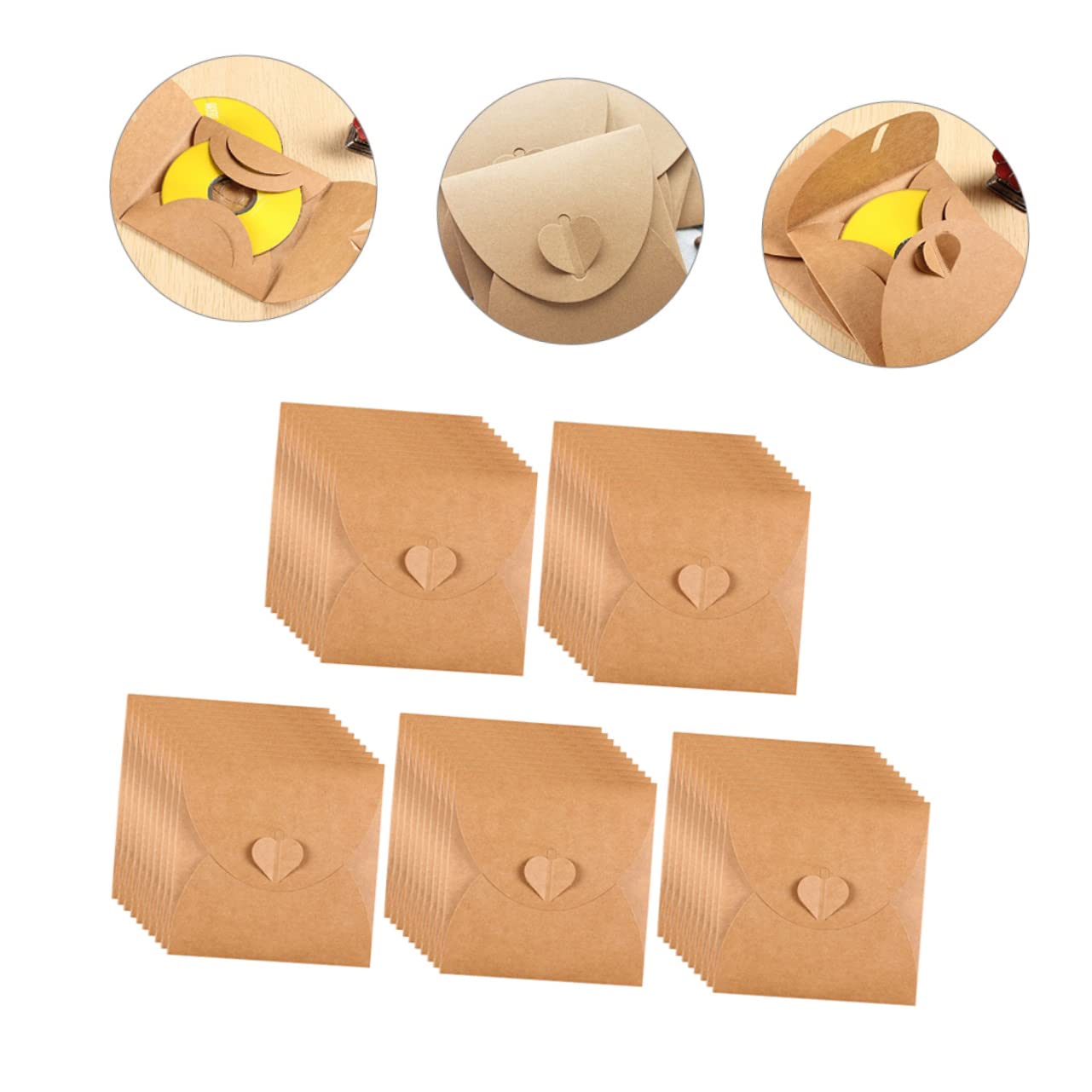 KICHOUSE 200 Pcs Eco-Friendly Kraft Paper CD/DVD Sleeves - Acid-Free Cardboard Storage Cases for Disc Protection | Perfect for Music Collections, Movie Archives & Blank Media Storage | Organize Your CD/DVD Library at Home or Office