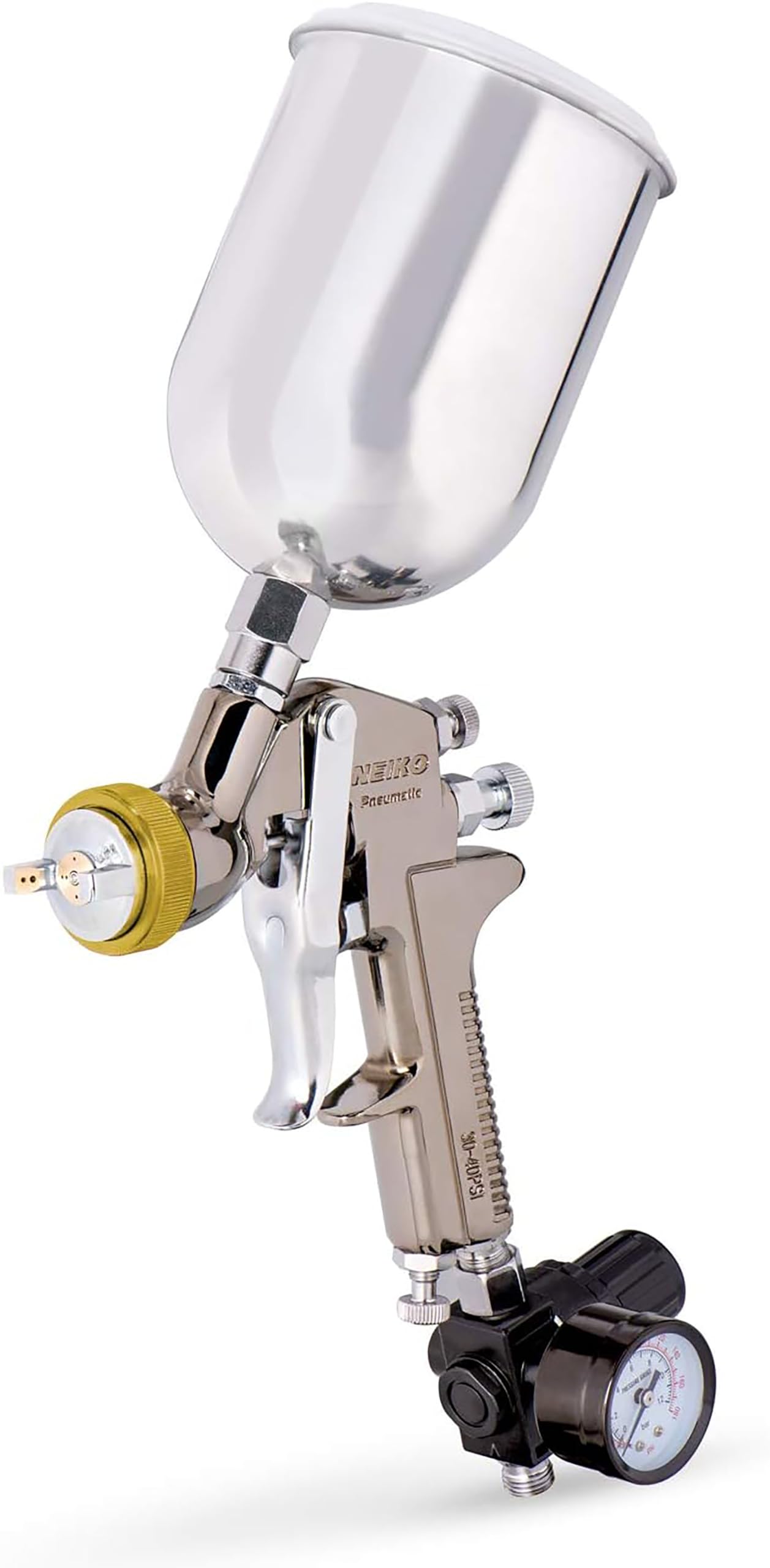 NEIKO 31215A HVLP Spray Gun Paint Sprayer Kit - 1.7mm Nozzle, 600cc Air Gauge Regulator - Professional Auto & Home Painting Tool for Cars, Furniture, Cabinets & DIY Projects