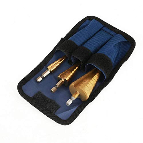 3-Piece High-Speed Steel Step Cone Drill Bit Set with Hex Shank & Titanium Coating - Perfect for Wood Drilling, Metalworking, and DIY Home Improvement Projects