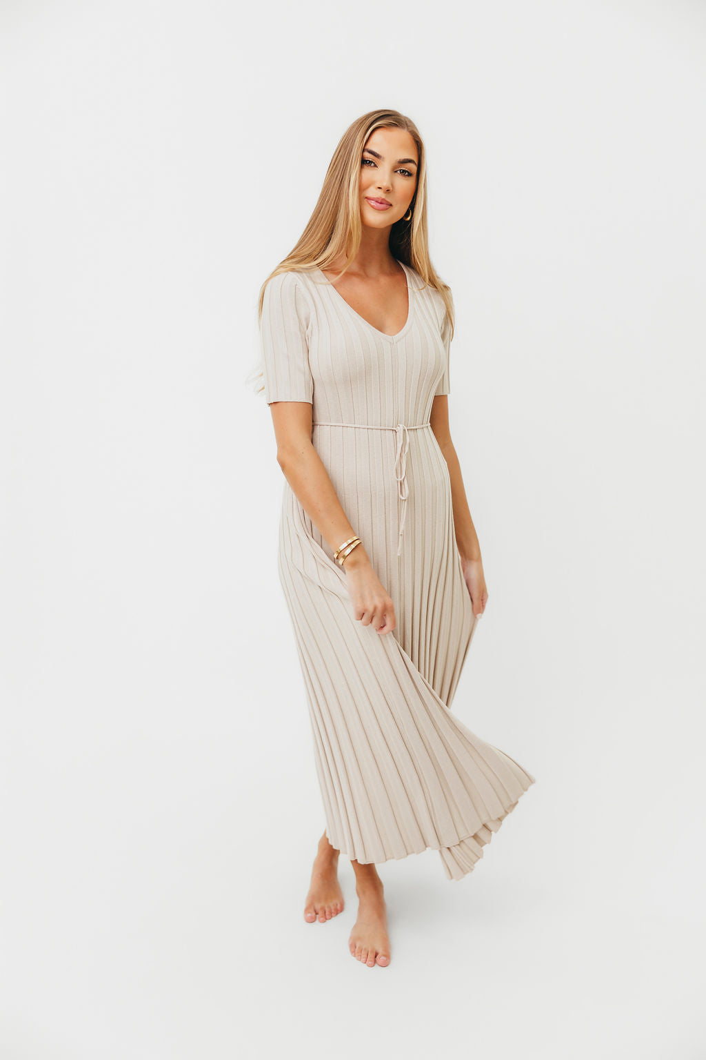 Oakley Ribbed Maxi Dress in Dusty Taupe - Bump Friendly Maternity Dress for Women | Comfortable Stretchy Pregnancy Outfit for Casual Wear, Baby Shower & Special Occasions