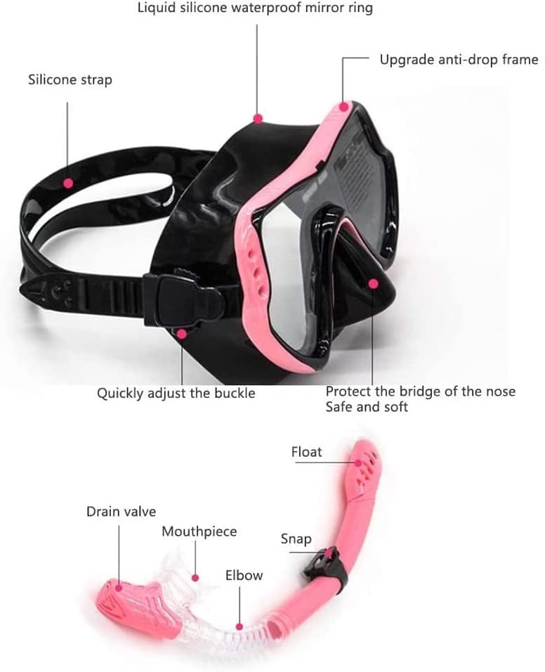 Premium Snorkel Set for Adults - Tempered Glass & Silicone Diving Mask with Dry Snorkel - Anti-Fog Swimming Goggles for Scuba Diving, Snorkeling, Freediving - Yellow - Perfect for Ocean Adventures, Beach Vacations & Underwater Exploration
