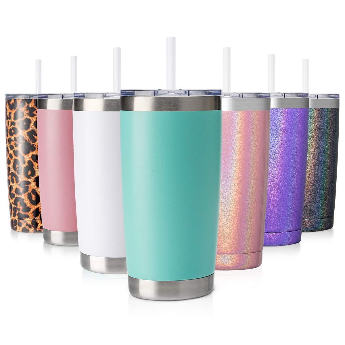 CIVAGO 20oz Stainless Steel Vacuum Insulated Tumbler with Lid & Straw - Double Wall Powder Coated Travel Mug for Coffee, Tea & Cold Drinks - Perfect for Office, Gym, Camping & Outdoor Activities (Mint Green, 1 Pack)