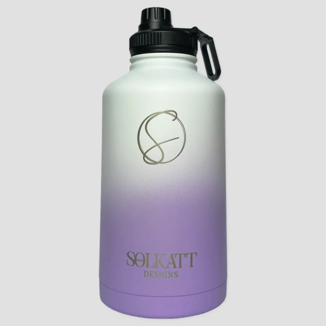 Premium Lavender Lilac Insulated Stainless Steel Water Bottle - 1.9L (64oz) - Keeps Drinks Hot/Cold for 24 Hours - Perfect for Hiking, Gym, Office & Outdoor Activities