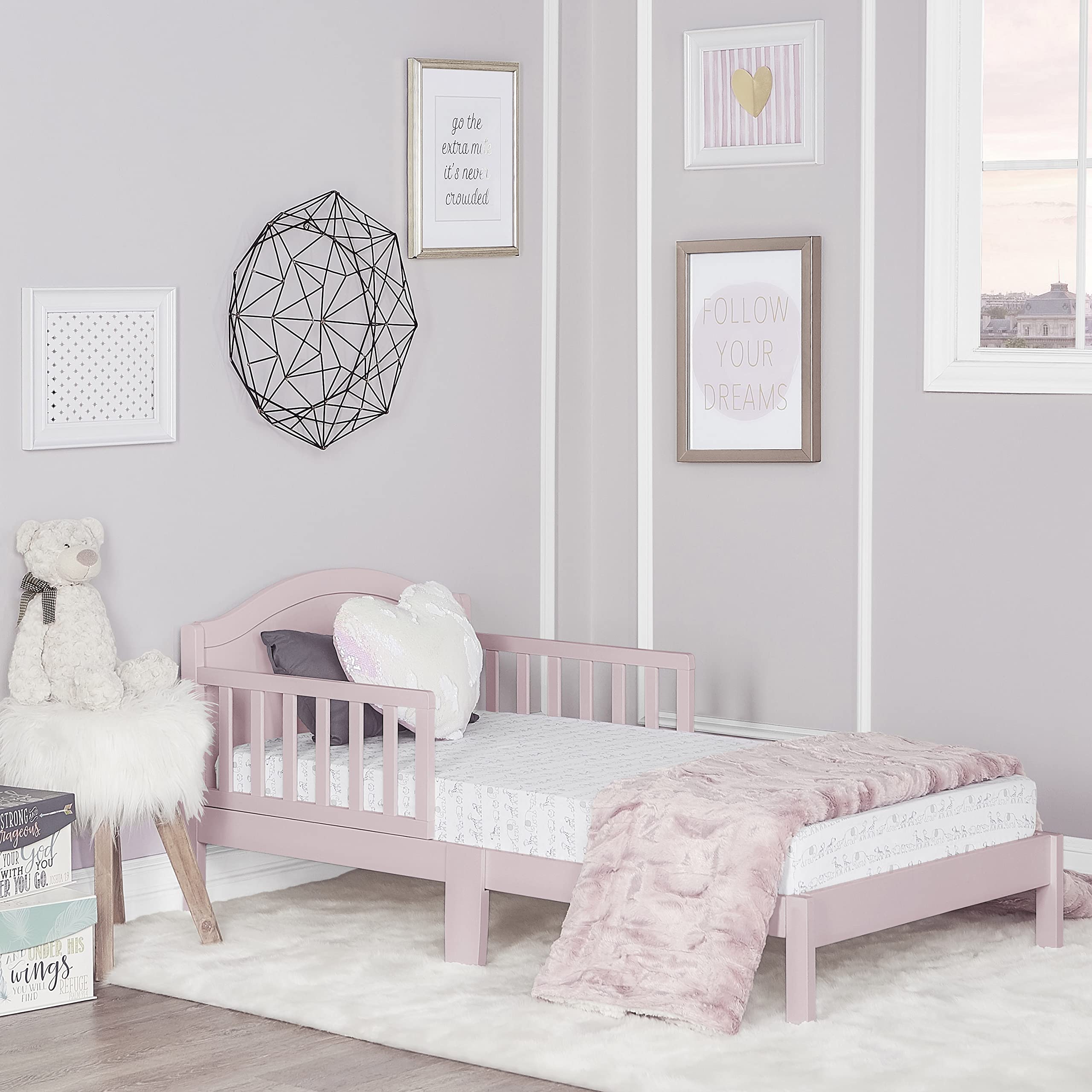 Dream On Me Sydney Toddler Bed in Blush Pink - Greenguard Gold Certified Safe & Non-Toxic 53