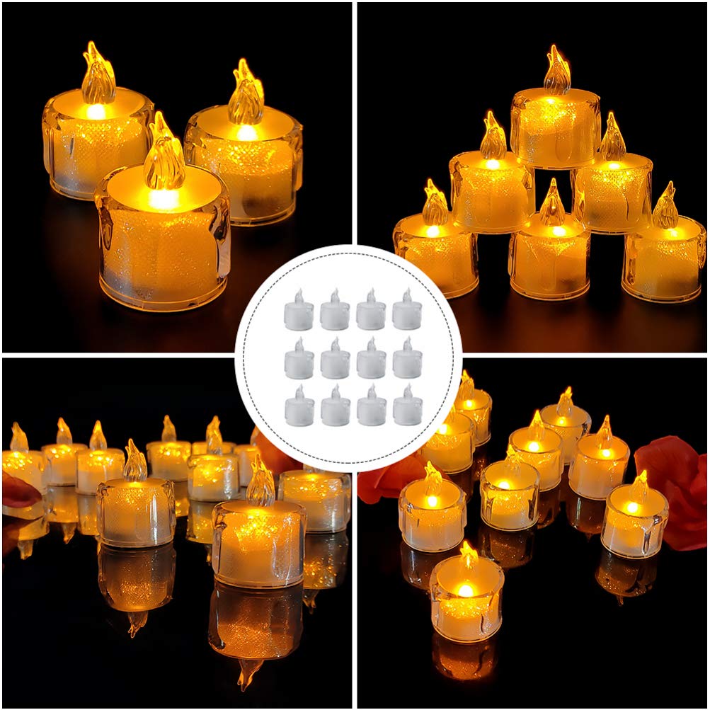 Garneck 12Pcs LED Electronic Candles - Halloween Decorative Lights, Plastic Candle-Shaped Lamps with White LED for Home Decor, Party, Wedding & Holiday Displays
