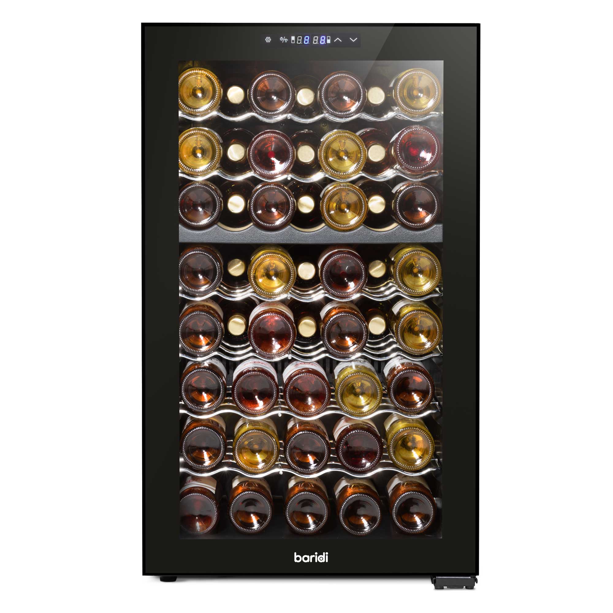 Baridi 52 Bottle Dual Zone Wine Cooler Refrigerator with Touch Controls & LED Display - Black (DH236) - Perfect for Home Bars, Restaurants, and Wine Cellars