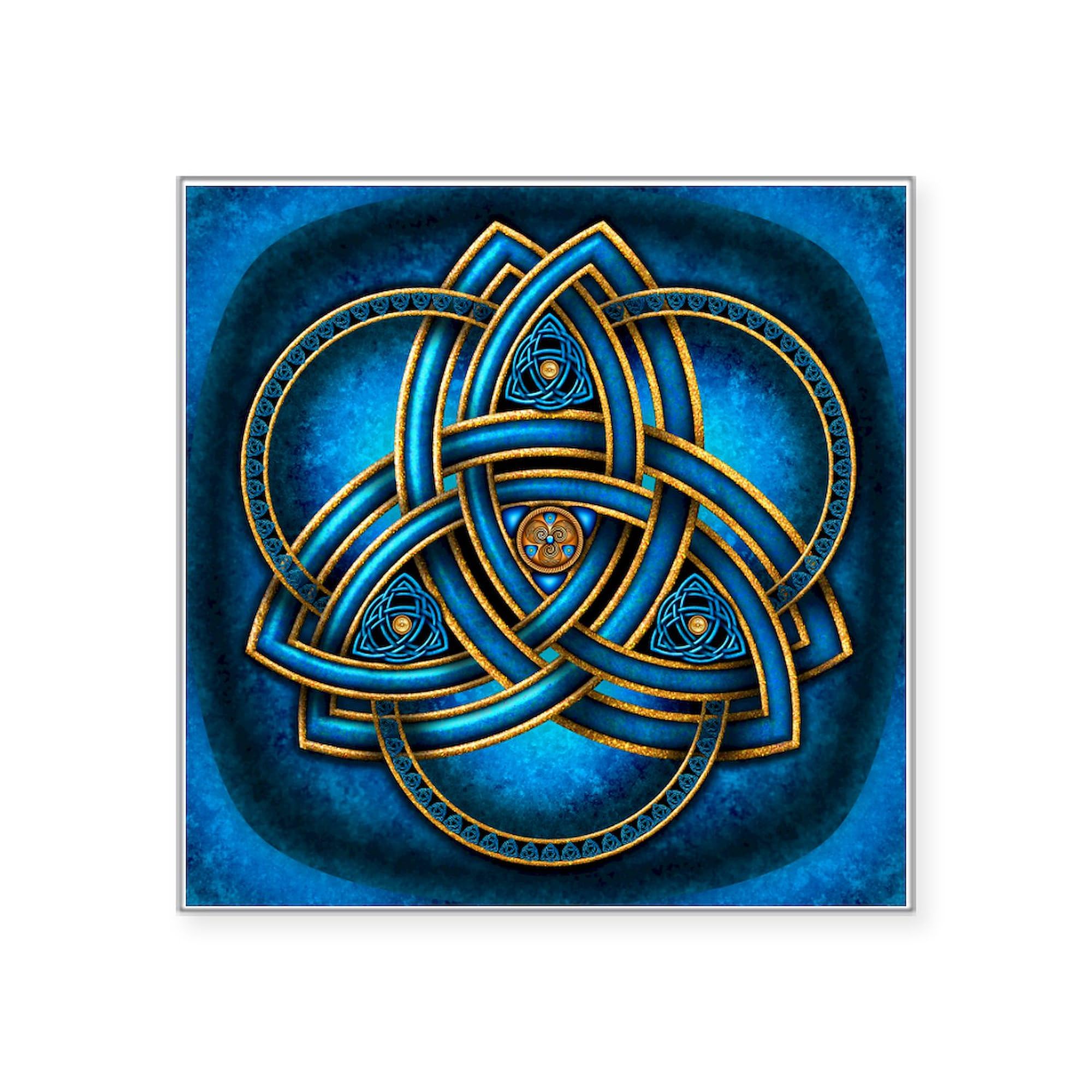 Blue Celtic Triquetra Square Sticker 3x3 Inch - Waterproof Vinyl Bumper Sticker for Cars, Laptops, Windows | Perfect for Celtic Pride, Irish Heritage, Car Decoration & Personalization