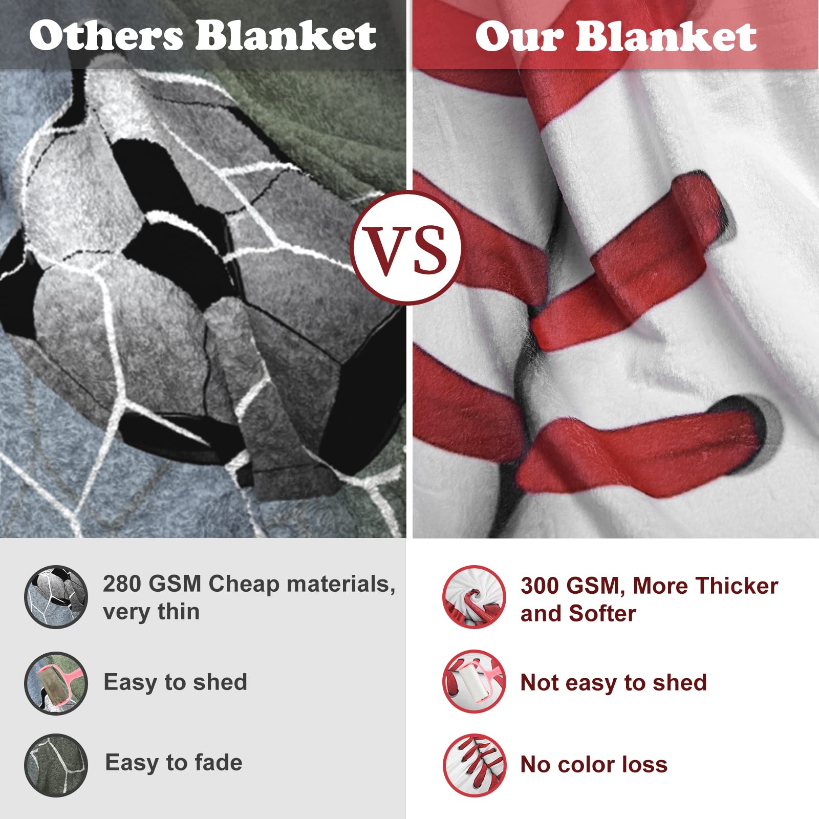 MASTIEE Baseball Blanket 50x60 Inch - Soft Sports Throw Blanket for Boys, Girls, Adults & Baseball Lovers | Perfect Gift for Kids, Teens & Toddlers | Great for Games, Picnics, Camping & Home Decor