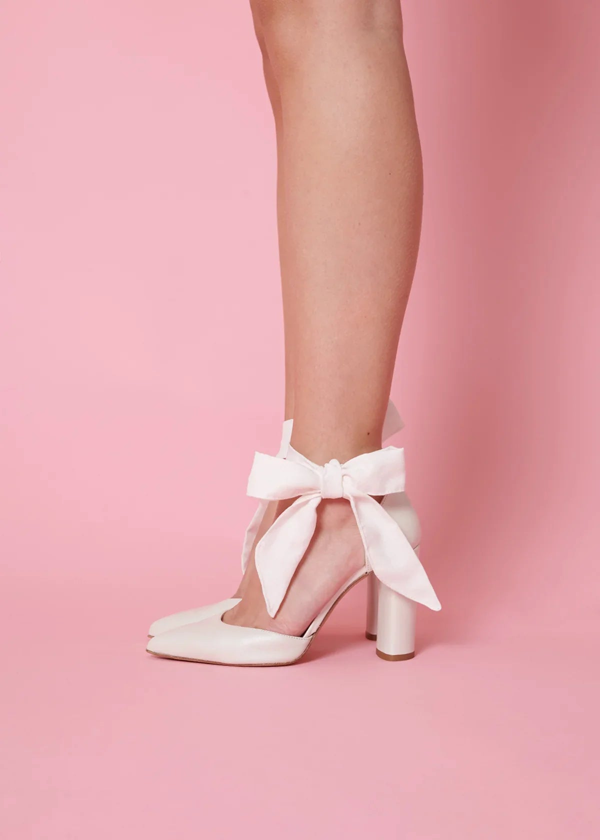 Leon Pearl Embellished Strap Pointed Toe Bridal Block Heel - Elegant Wedding Shoes for Bride, Bridesmaid & Formal Occasions