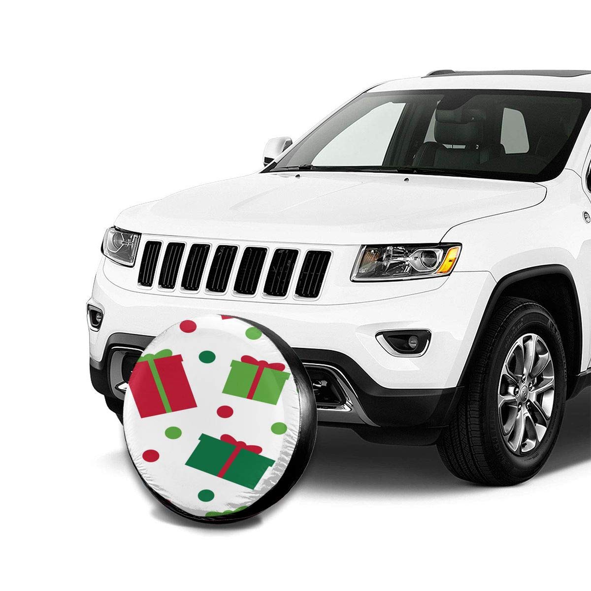 Moslion Waterproof Spare Tire Cover for Trucks & Cars - 14 Inch Wheel Protector with Gift Box (Red, Green, White) | Durable Ribbon Design for Outdoor Adventures & Road Trips