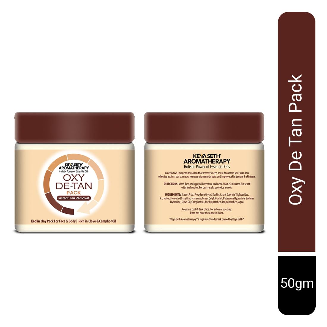 Keya Seth Aromatherapy Oxy De Tan Removal Face & Body Pack - Glowing Skin, Oil Control, Anti Acne Treatment for Pimples & Blemishes, Reduces Pigmentation (50g) | No Ammonia & Bleach | Perfect for Daily Skincare & Post-Sun Care
