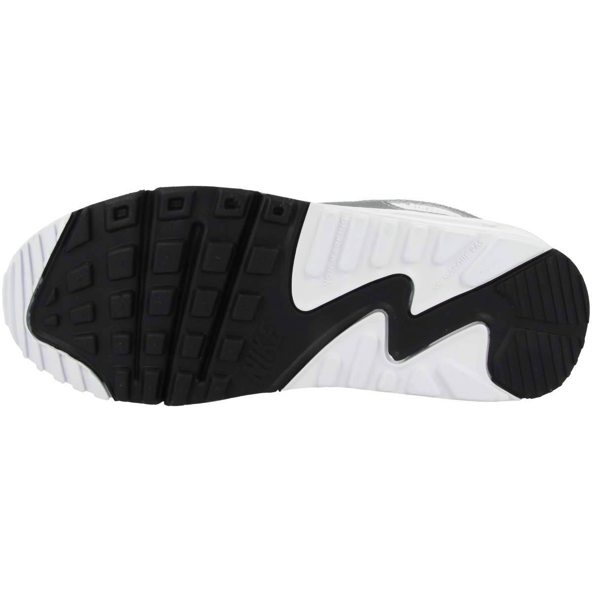 Nike Youth Air Max 90 GS Leather & Textile Sneakers - White & Black Running Shoes for Kids - Size 5 US - Comfortable Athletic Footwear for School, Sports & Everyday Wear