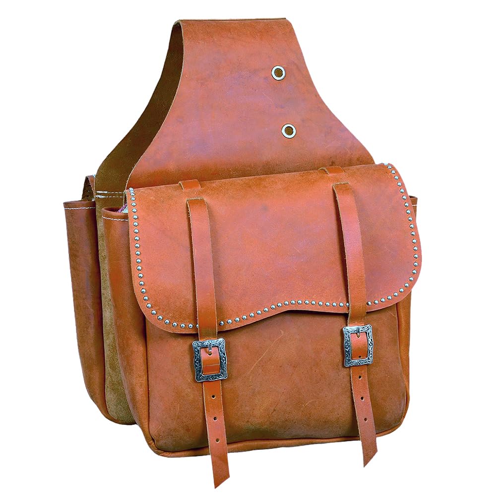 HILASON Soft Leather Horse Saddle Bag Tan | Western Equestrian Saddle Bag with Adjustable Closure | Durable Leather Saddle Pack for Trail Riding, Horse Shows & Ranch Work