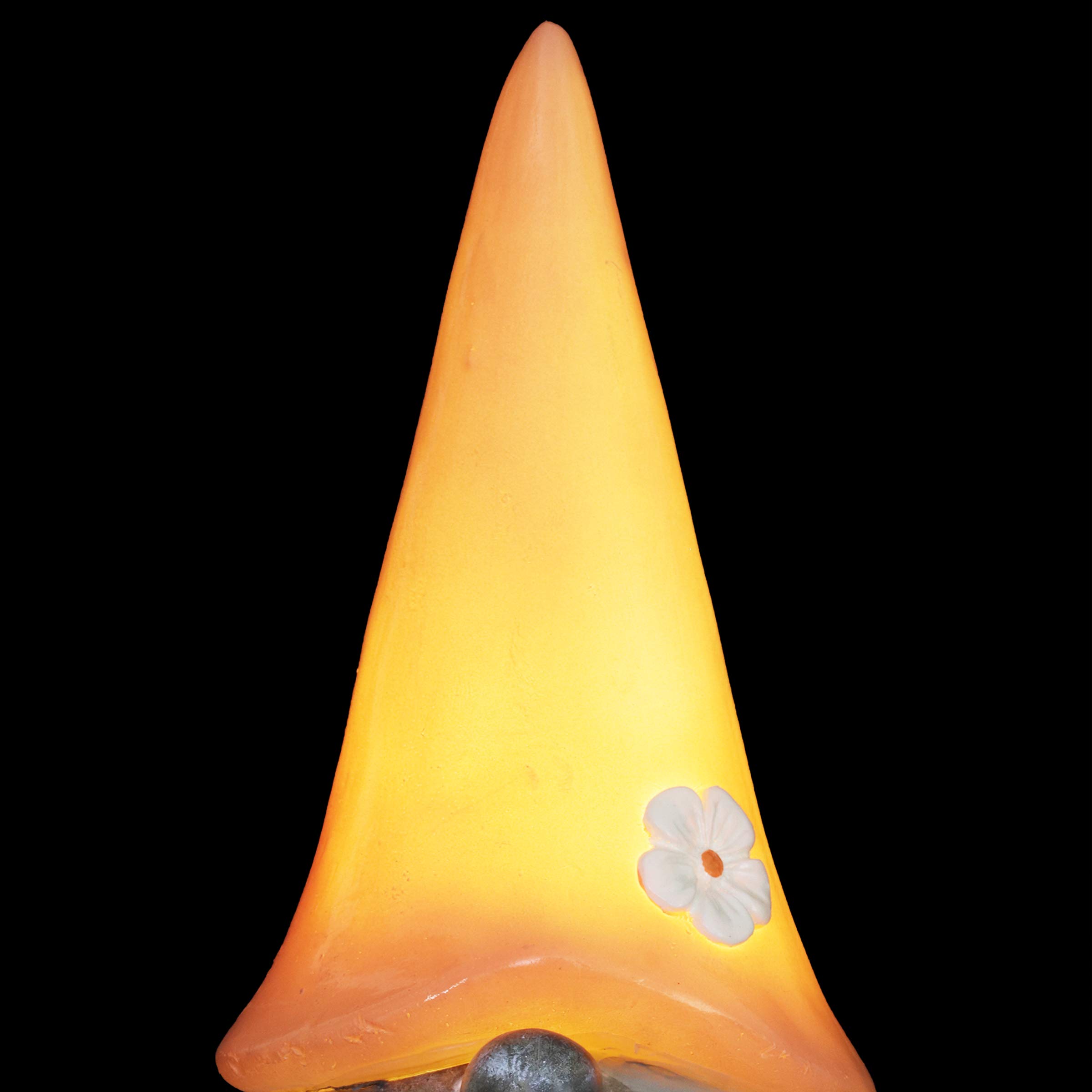 Exhart Solar-Powered Meditating Yoga Garden Gnome Statue with LED Flower Hat – 7 x 11.5 Inch Peach Outdoor Decor for Zen Gardens, Patios & Backyards