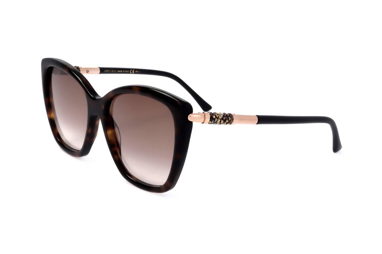 Jimmy Choo ROSE/S Dark Havana Brown Sunglasses for Women - 55mm Lens, 18mm Bridge, 140mm Temple - Perfect for Beach, Driving & Fashion Accessories