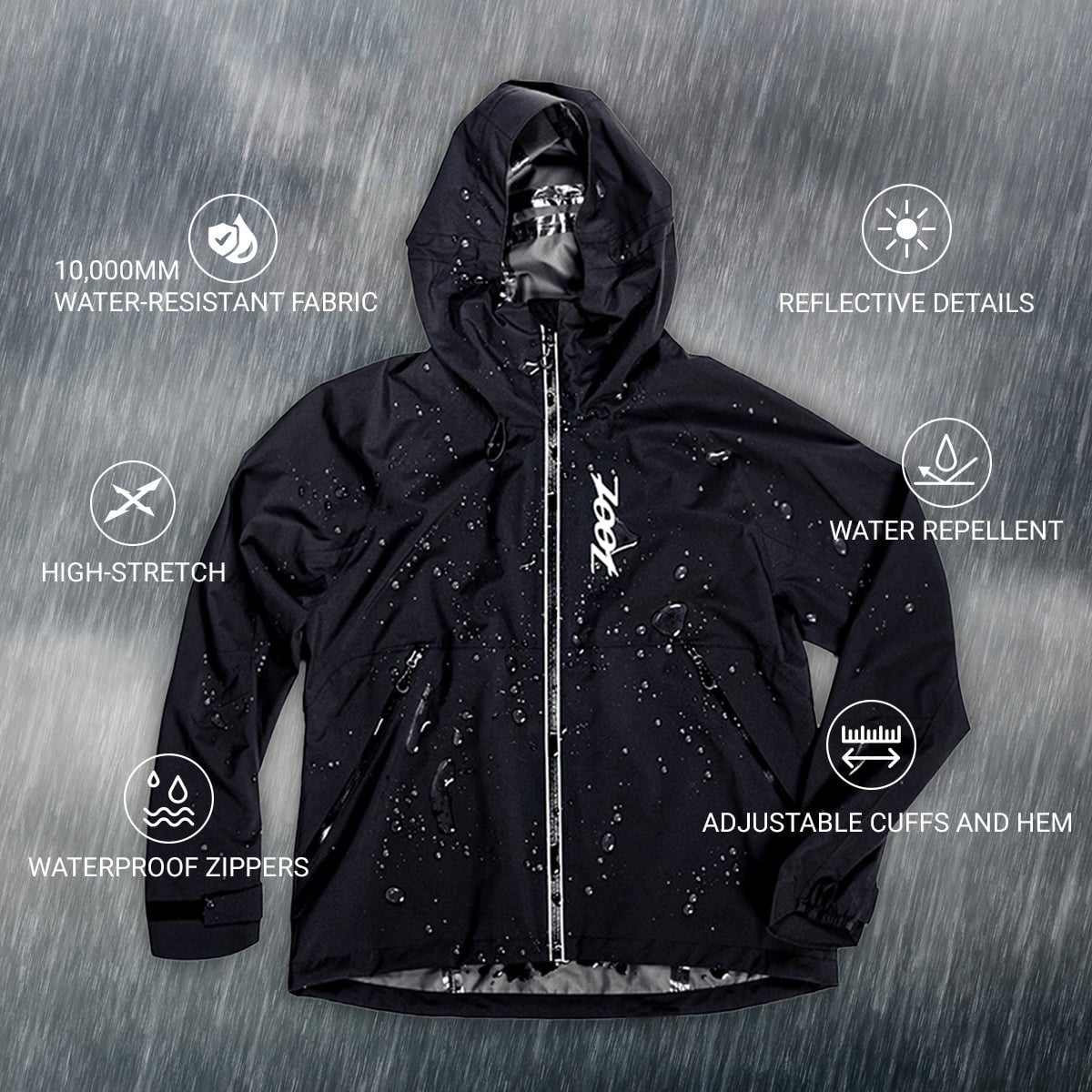 Men's Elite FlashJacket - Lightweight Waterproof Windbreaker Jacket for Outdoor Activities (Hiking, Running, Cycling) - Black