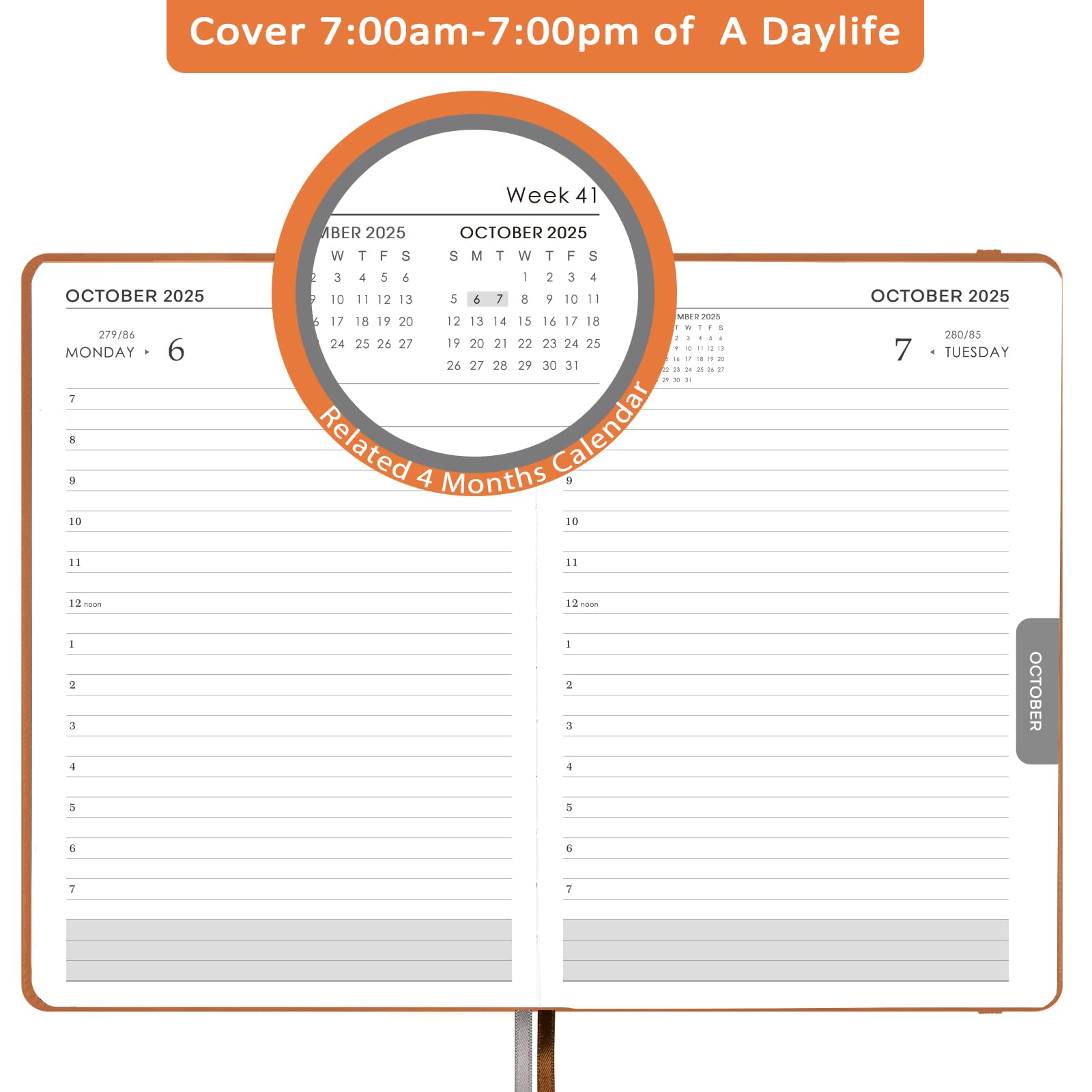 2025-2026 Academic Planner with Faux Leather Cover | July 2024 - June 2025 Daily & Hourly Schedule Organizer | 5.75