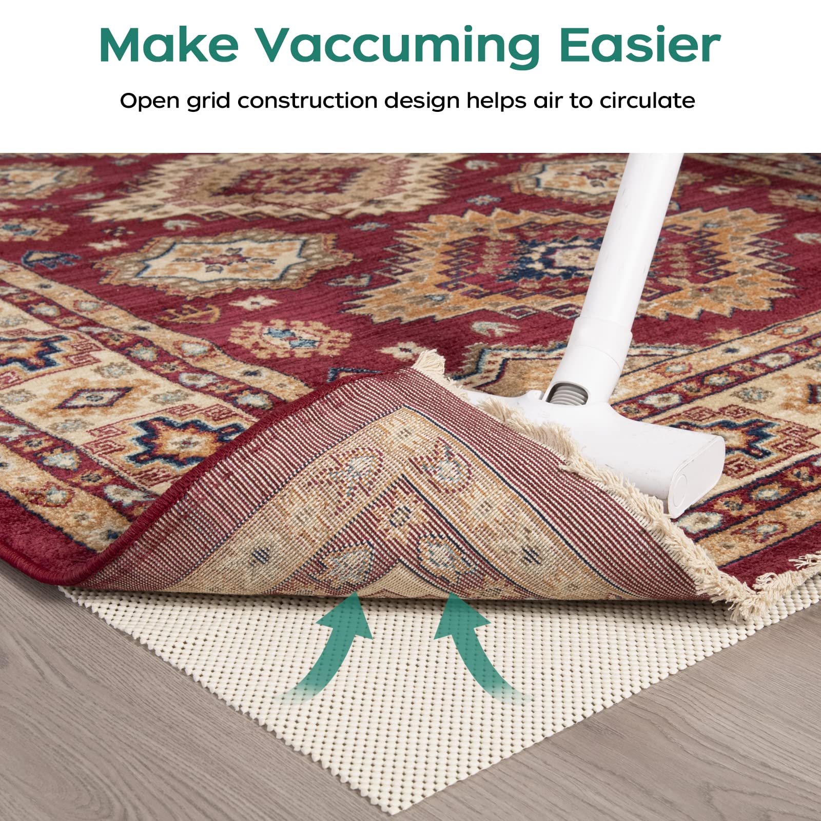 BAGAIL Non-Slip Rug Pad Gripper 5x7 Feet - Extra Thick Carpet Pad for Area Rugs & Hardwood Floors - Secure Rugs in Place - Perfect for Living Room, Bedroom, Office & Home Decor