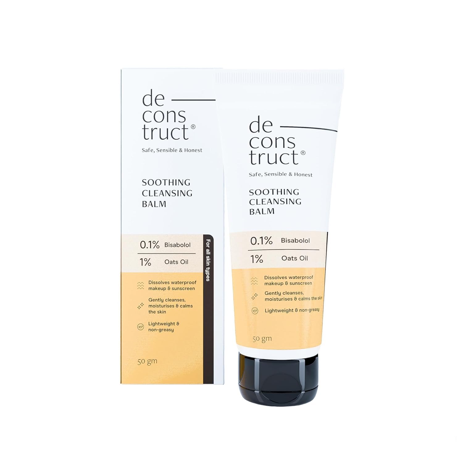 Soothing Makeup Cleansing Balm with 0.1% Bisabolol & 1% Oats Oil | Gentle Makeup Remover for Normal, Dry & Combination Skin | Removes Excess Oil, Dirt & Detoxifies Pores | Unisex Skincare | 50g | Perfect for Daily Makeup Removal & Deep Cleansing Routine