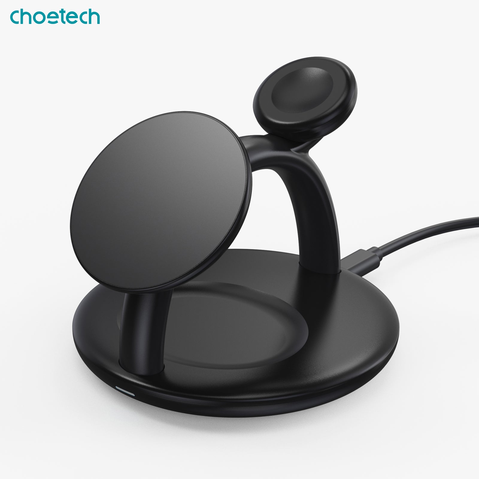 CHOETECH T587-F 3-in-1 Magnetic Wireless Charger Stand - 15W Fast Charging for iPhone 12/13/14/15, AirPods, Apple Watch | Stable Magnetic Alignment | Triple Device Charging Station | Perfect for Home, Office & Nightstand Use