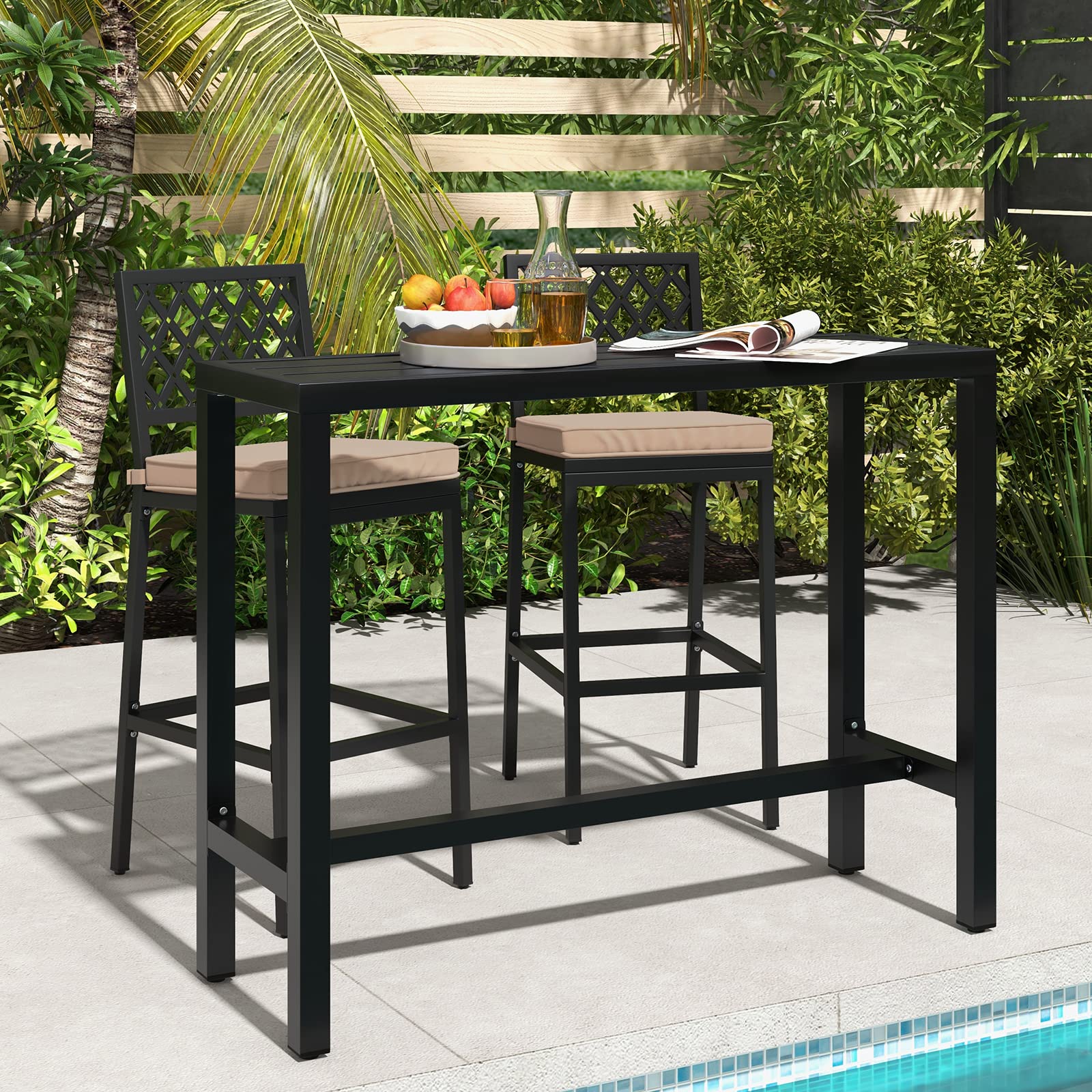 COSTWAY 3-Piece Outdoor Bar Set - 48