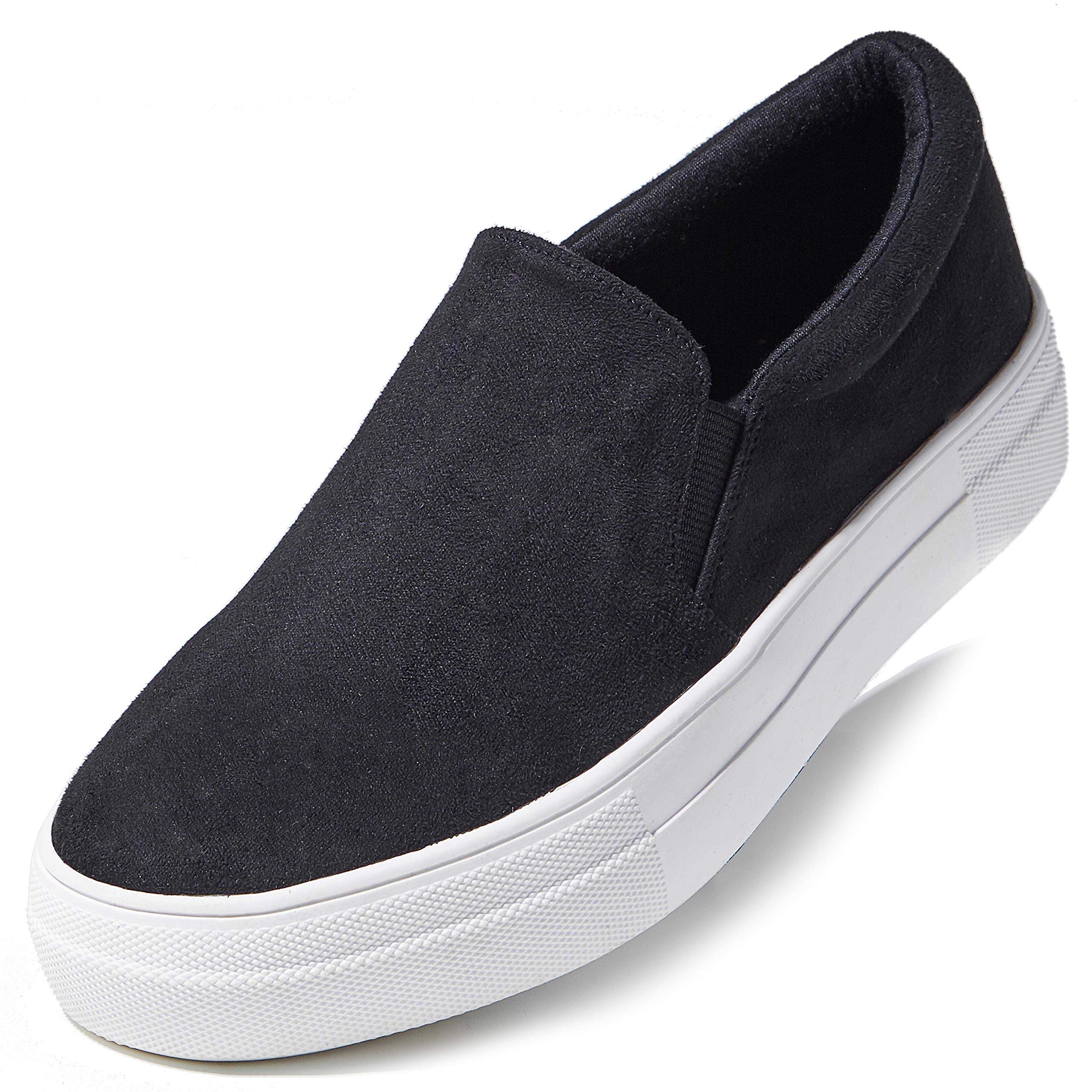 DailyShoes Platform Slip-on Sneakers - Round Toe Low Cut Thick Sole Dress Shoes for Women | Ballet Flats & Skate Walking Shoes | Perfect for Casual Wear, Office & Daily Comfort