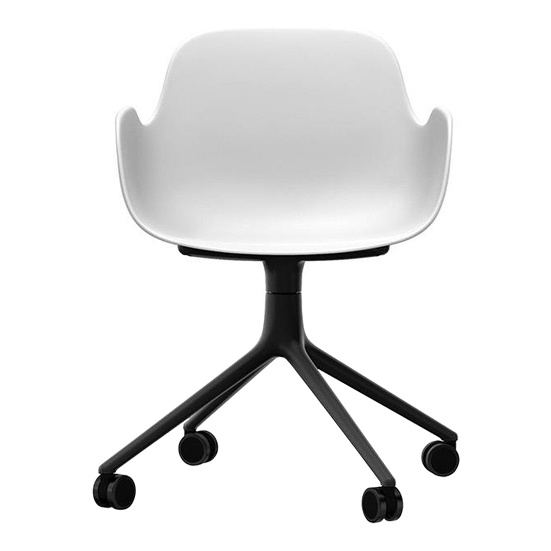 Modern Form Armchair with 4-Wheel Swivel Base - Ergonomic Office Chair for Home & Workspace - Perfect for Desks, Living Rooms, and Study Areas