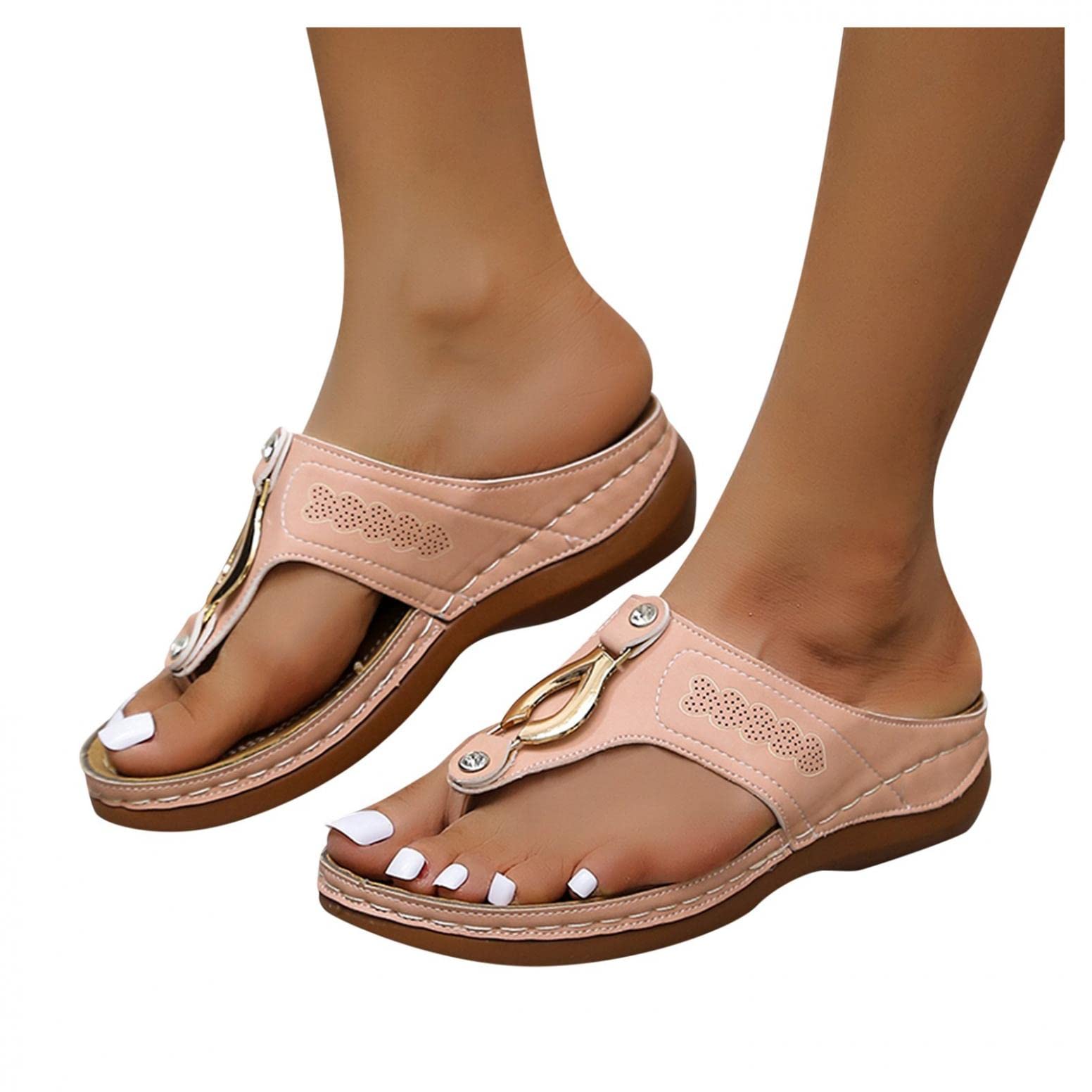 Women's Comfortable Wedge Sandals with Floral Design - Summer Beach Flip Flops for Travel & Fashion | Perfect for Vacation, Poolside & Casual Outings