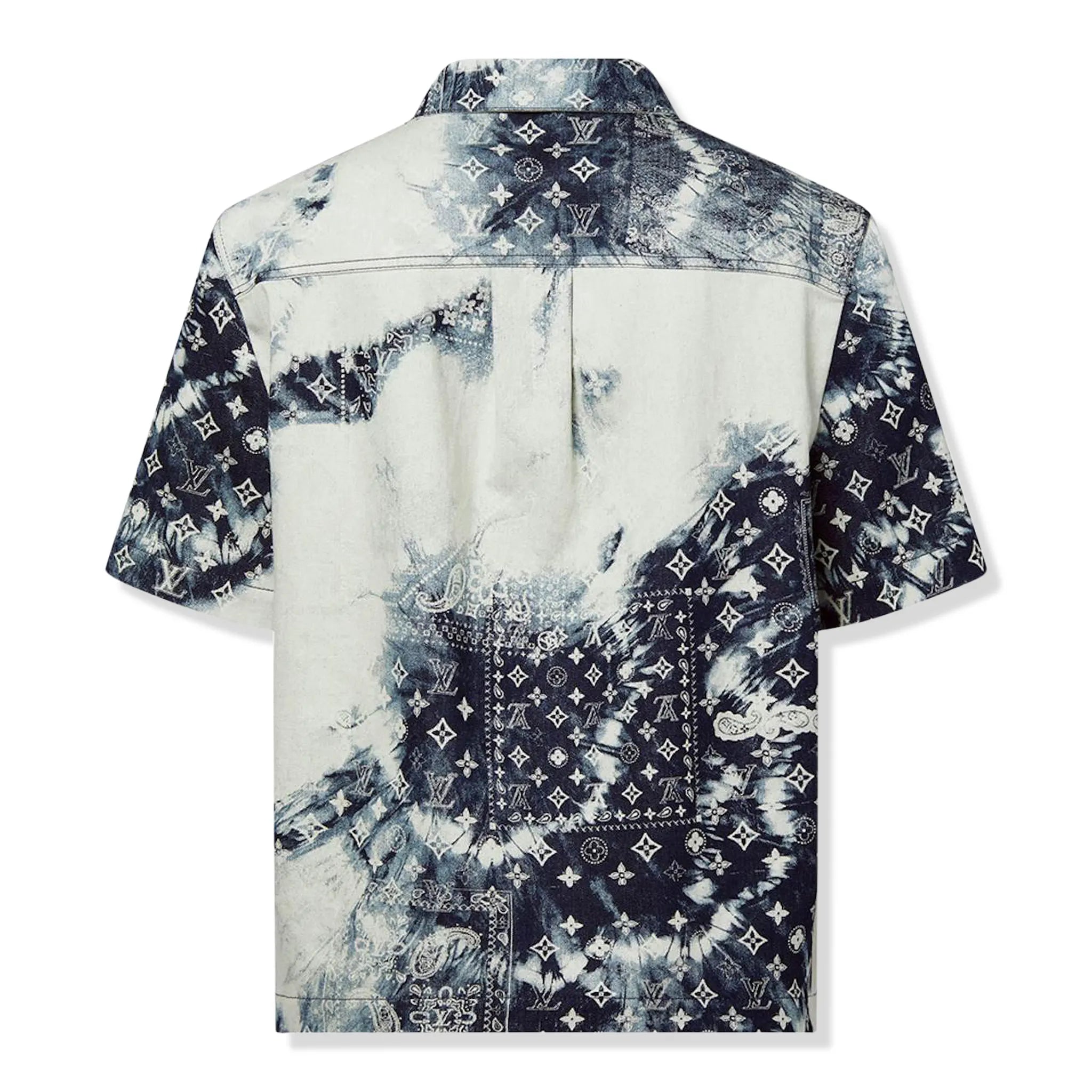 Louis Vuitton Monogram Bandana Short Sleeve Denim Shirt - Indigo & White Casual Wear for Men | Perfect for Summer Outfits, Street Style & Fashion Events